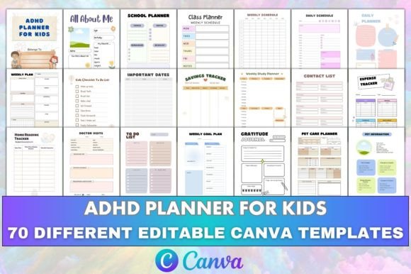 Download Canva Editable ADHD Planner for Kids KDP - For kids Collection