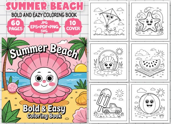 Download Summer Beach Bold and Easy Coloring Book - Easy Collection
