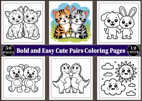 Download Bold and Easy Cute Pairs Coloring Pages - Easy Collection