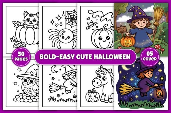 Download Bold-Easy Cute Halloween Coloring Page - Easy Collection