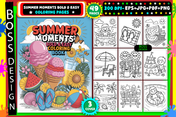 Download Summer Moments Bold &amp; Easy Coloring Book - Easy Collection