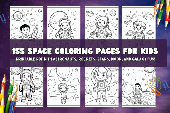 Download 155 Space Coloring Pages for Kids KDP - For kids Collection