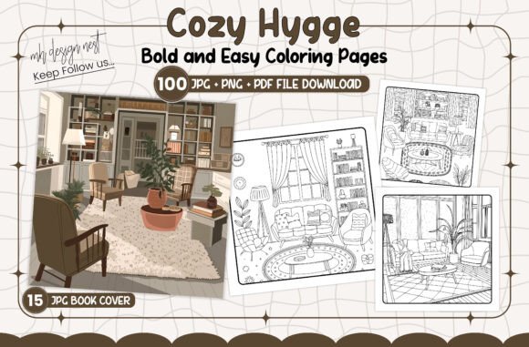Download Cozy Hygge Bold and Easy Coloring Pages - Easy Collection