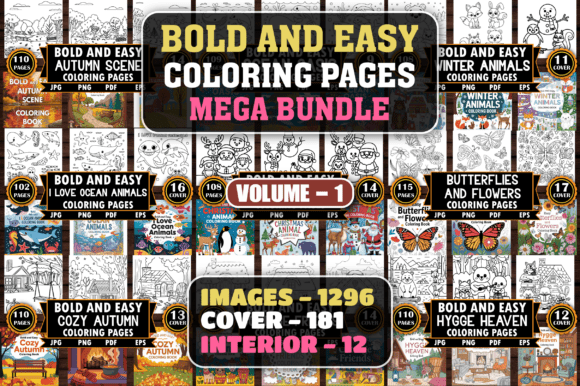 Download 1296 Bold and Easy Coloring Pages Bundle - Easy Collection