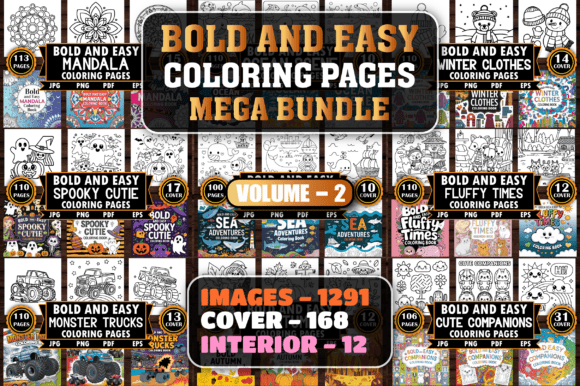 Download 1291 Bold and Easy Coloring Pages Bundle - Easy Collection