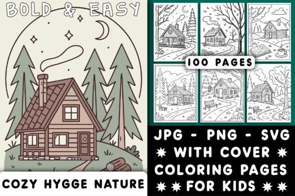 Download Bold Easy Cozy Hygge Nature Coloring - Easy Collection