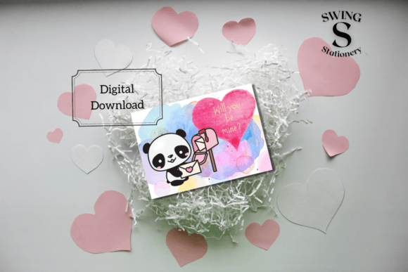 Download Cute Kawaii Panda Kid's Valentine Card - Cute Collection