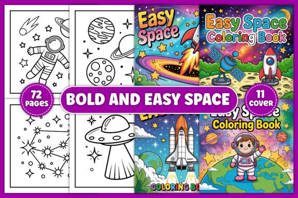 Download Bold and Easy Space Coloring Book Pages - Easy Collection