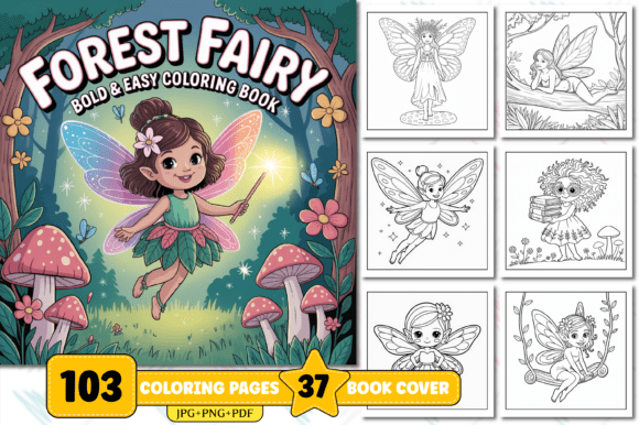 Download Forest Fairy Bold &amp; Easy Coloring Book - Easy Collection