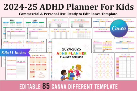 Download 2024-2025 ADHD Planner for Kids Canva - For kids Collection