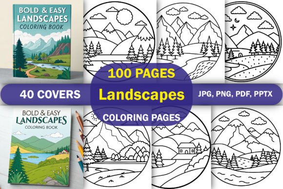 Download Bold &amp; Easy Landscapes Coloring Book - Easy Collection
