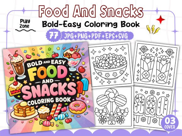 Download Bold and Easy Food Snacks Coloring Book - Easy Collection