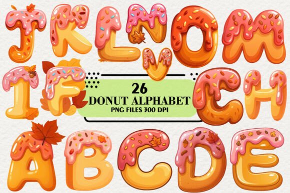 Download Cute Fall Donut Alphabet Clipart - Cute Collection