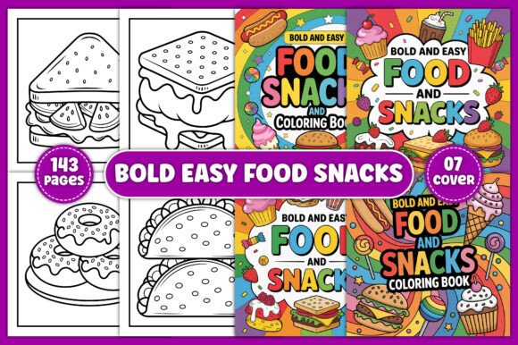 Download Bold and Easy Food Snacks Coloring Book - Easy Collection