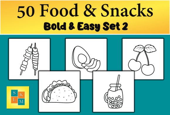 Download Food and Snacks Bold and Easy Coloring - Easy Collection