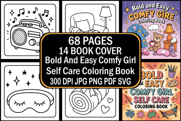 Download Easy Comfy Girl Self Care Coloring Book - Easy Collection