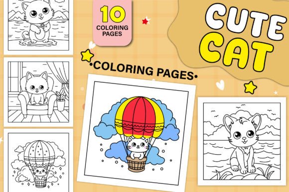 Download 10-page Cute Cat Coloring Page - Cute Collection