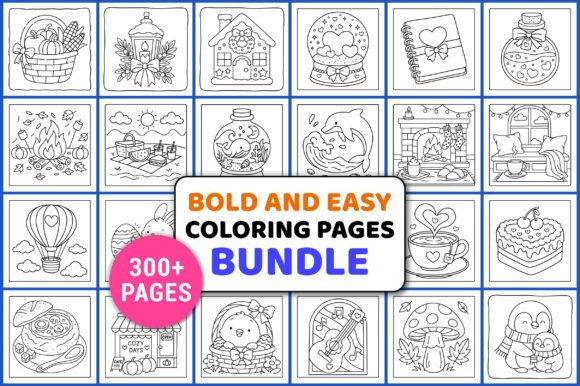 Download Bold and Easy Coloring Pages Bundle - Easy Collection