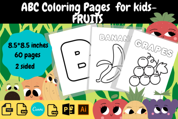 Download ABC Coloring Pages for Kids Fruits - For kids Collection