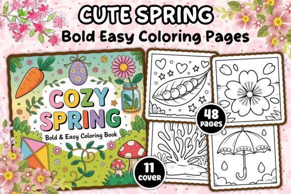 Download Cute Spring Bold and Easy Coloring Book - Easy Collection
