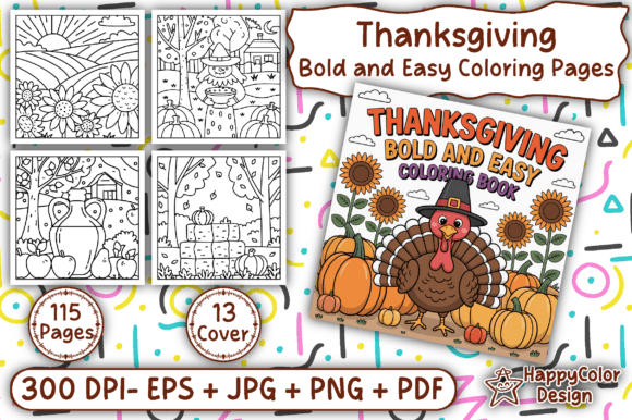 Download Thanksgiving: Bold &amp; Easy Coloring Pages - Easy Collection