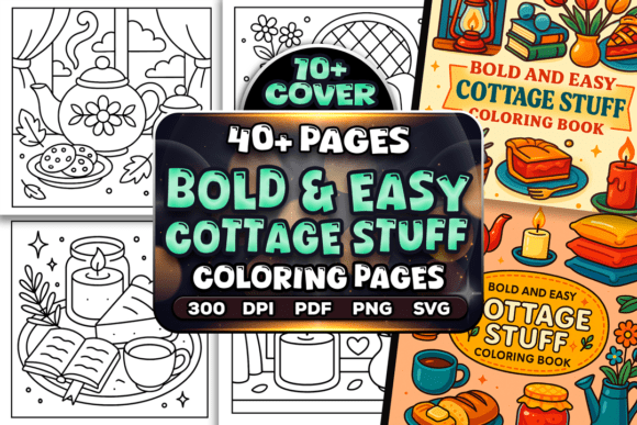 Download Bold and Easy Cottage Stuff Coloring - Easy Collection