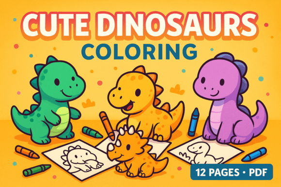 Download Cute Dinosaurs Coloring Pages for Kids - Cute Collection