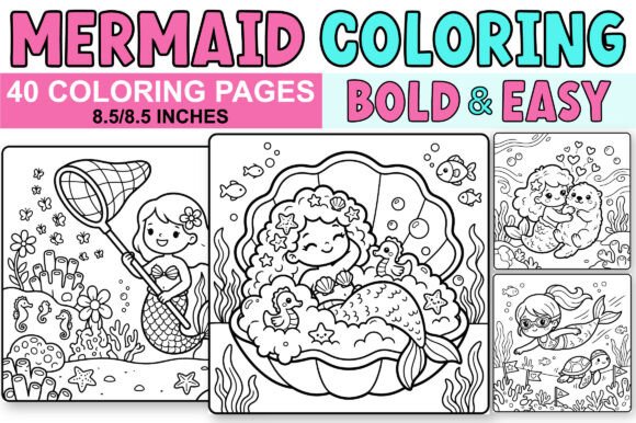 Download Cute Mermaid Coloring Book - Bold &amp; Easy - Easy Collection