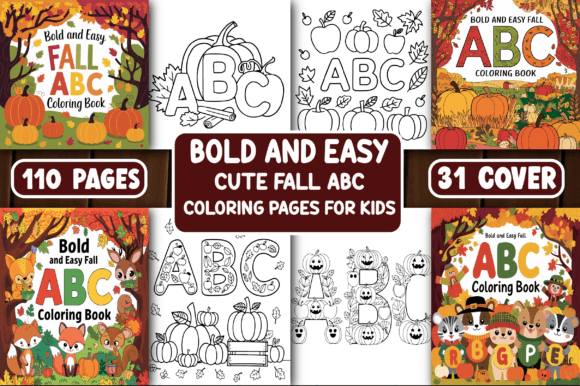 Download Bold and Easy Cute Fall ABC Color Page - Easy Collection