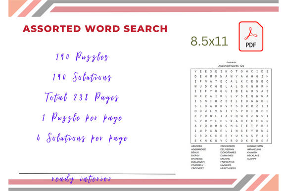 Download Word Search for Kids KDP Template - For kids Collection