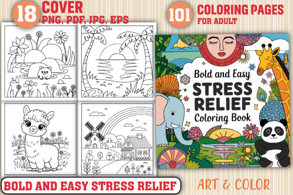Download Bold &amp; Easy Stress Relief Coloring Pages - Easy Collection
