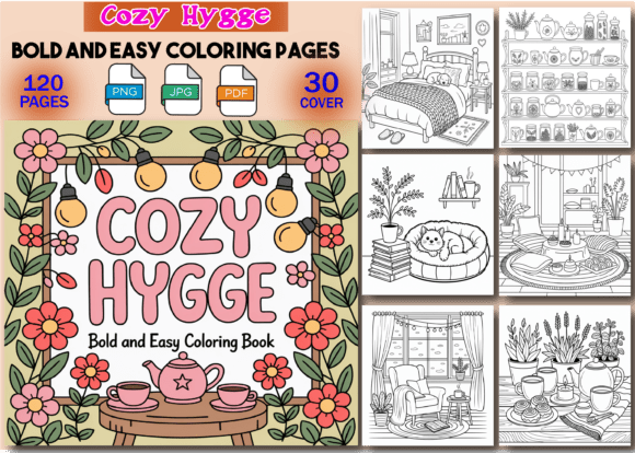 Download Cozy Hygge Bold and Easy Coloring Pages - Easy Collection