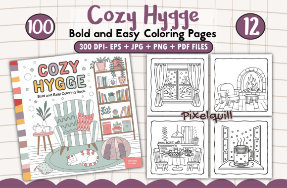 Download Cozy Hygge Bold and Easy Coloring Pages - Easy Collection