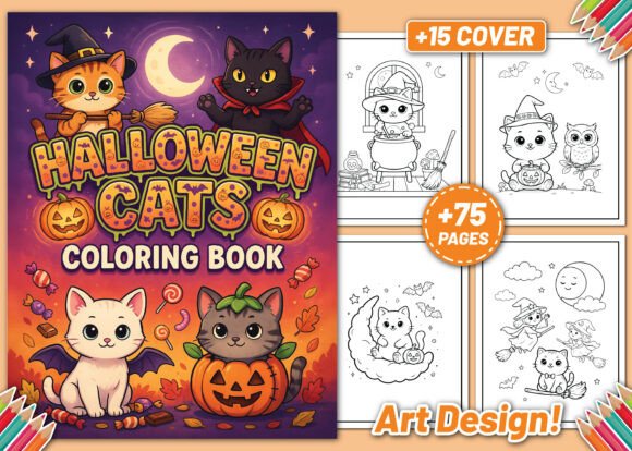 Download Halloween Cats Coloring Book for Kids - For kids Collection