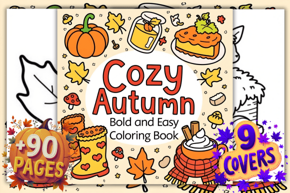 Download Bold and Easy Cozy Autumn Coloring Pages - Easy Collection
