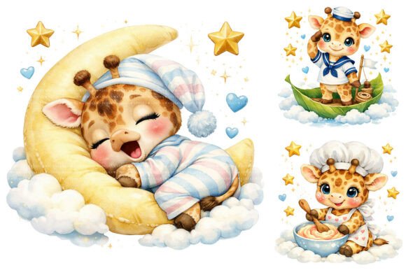 Download Cute Baby Giraffe Watercolor Nursery PNG - Cute Collection
