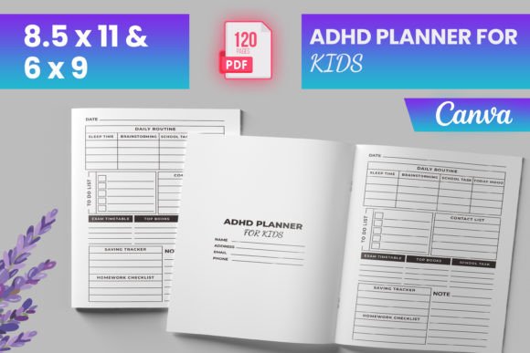 Download ADHD Planner for Kids for Canva (KDP) - For kids Collection