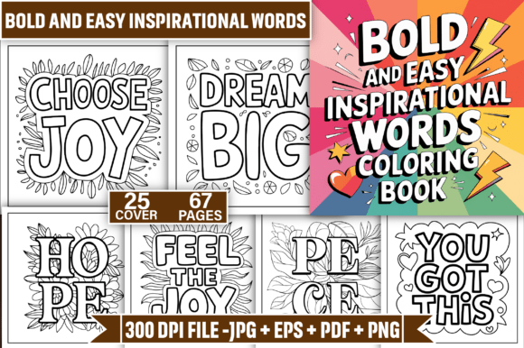 Download Bold Easy Inspirational Words Color Page - Easy Collection