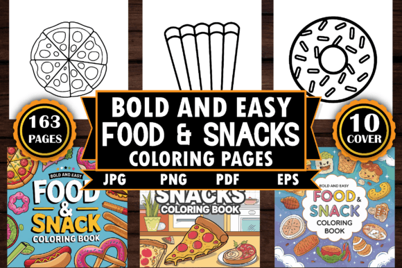 Download Food &amp; Snacks: Bold &amp; Easy Coloring Page - Easy Collection