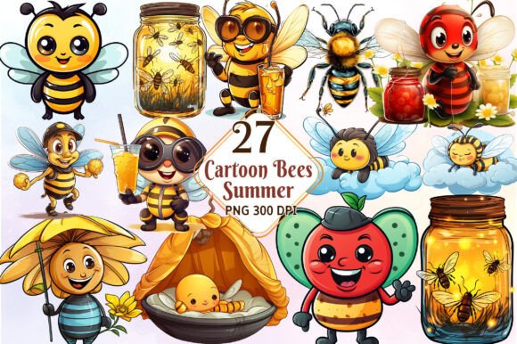 Download Cute Cartoon Bees Summer Clipart - Cute Collection