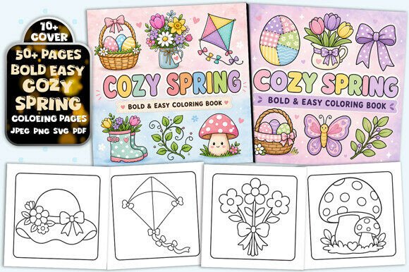 Download Cute Spring Bold and Easy Coloring Book - Easy Collection