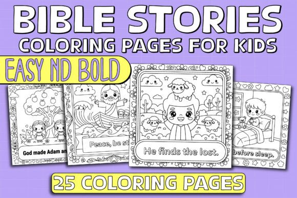 Download BIBLE COLORING BOOK Cute Easy Bold Kids - Easy Collection
