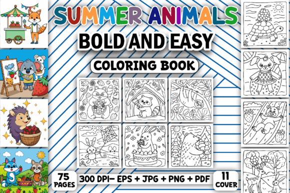 Download Summer Animals Bold &amp; Easy Coloring Book - Easy Collection