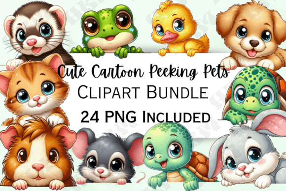 Download Cute Cartoon Peeking Pets Clipart - Cute Collection