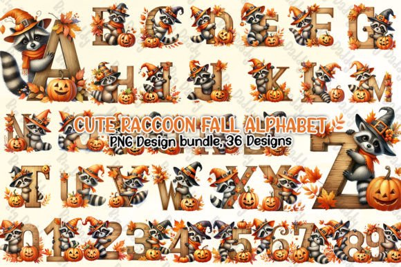 Download Cute Raccoon Fall Alphabet Clipart PNG - Cute Collection