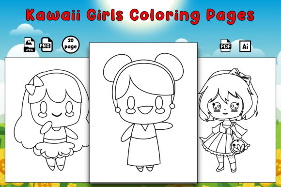 Download Kawaii Girls Coloring Book Page for Kids - For kids Collection