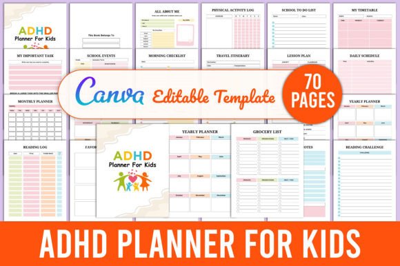 Download Editable ADHD Planner for Kids Canva - For kids Collection