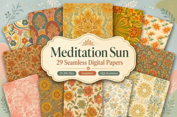 Download Meditation Sun Seamless Digital Patterns - Premium Resources