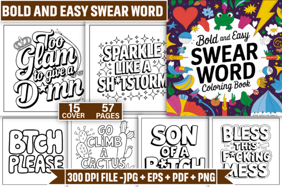 Download ADULT - Bold and Easy Swear Word Coloring Pages - Easy Collection