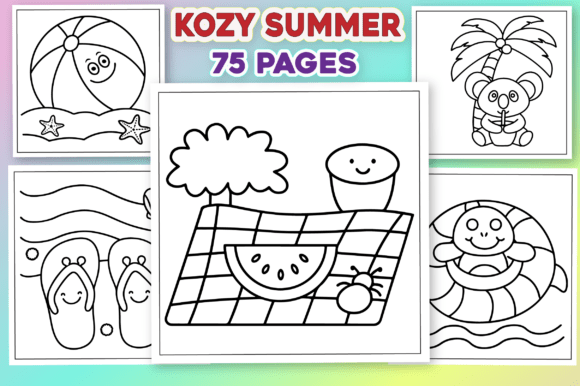 Download Cozy Summer, Bold &amp; Easy Coloring Pages - Easy Collection